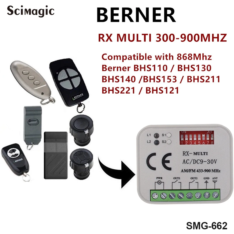 Приемник гаражных ворот 300 900 МГц AC DC 9 30 в приемник подходит для BENINCA BERNER HORMANN MARANTEC