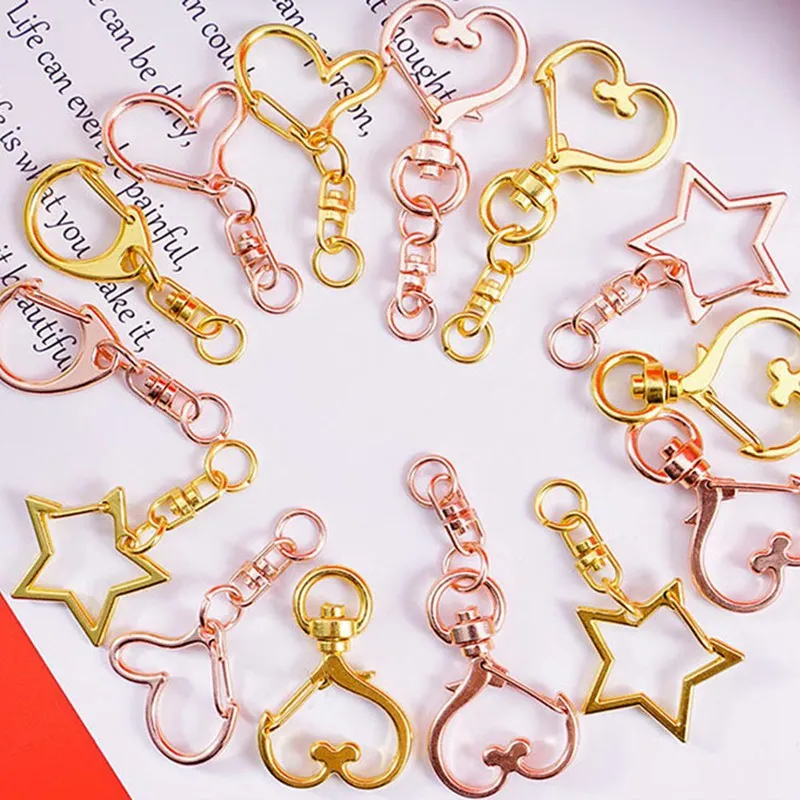 

1pc Heart Star Key Chain Crystal Ore Frame Metal Frame Pendant Charm Bezel Setting Cabochon Setting Jewelry Making