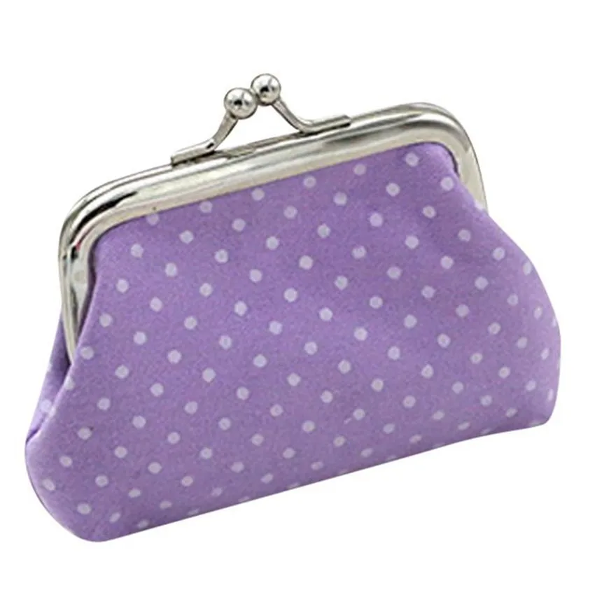 Для женщин кожаный тканевый кошелек простой со вставками в мелкий горошек для штамп застежка небольшой бумажник держатель для монет кошелек, клатч сумка портмоне monederos, a59 - Цвет: Фиолетовый