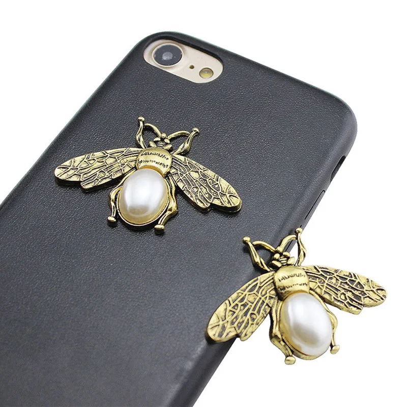 

Engood 2018New 50Pcs Retro Alloy Pearl Bee button for Wedding hair accessories and Decorative phone case LP86