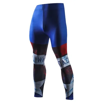 

New Captain America Fashion Casual Pants Men 3D Compression Skinny Pants Male Trousers Fitness Leggings Men