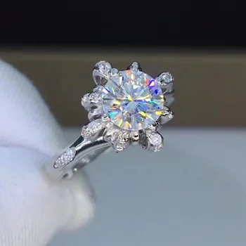 

1ct Carat Moissanite Luxurious Wedding Rings for Women Wedding 925 Sterling Silver Platinum Plated Rings D Color VVS1 CLARITY