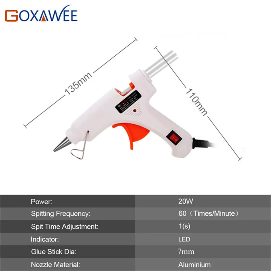 Goxawee Электрический термоплавкий клеевой пистолет 20 Вт 80 Вт 105 Вт с 10 шт. клеевые палочки тепловые термопистолеты термоклеевые Инструменты для ремонта DIY