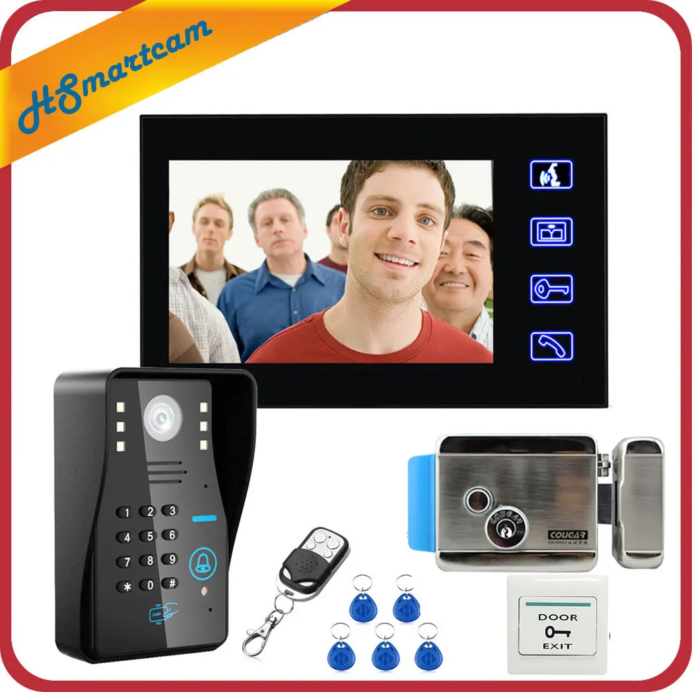 Touch Key 7\ Video Door Phone Video Intercom System 1 Monitors + RFID Password Access Night vision Doorbell Camera+Electric Lock Touch Key 7\ Video Door Phone Video Intercom System 1 Monitors + RFID Password Access Night vision Doorbell Camera+Electric Lock
