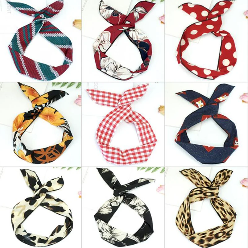 TWDVS Korean Version Of Rabbit Ears Knotted Wire Hair Band Bow Polka Dot Lady Headband Women Headdress Sweet Hair Accessories