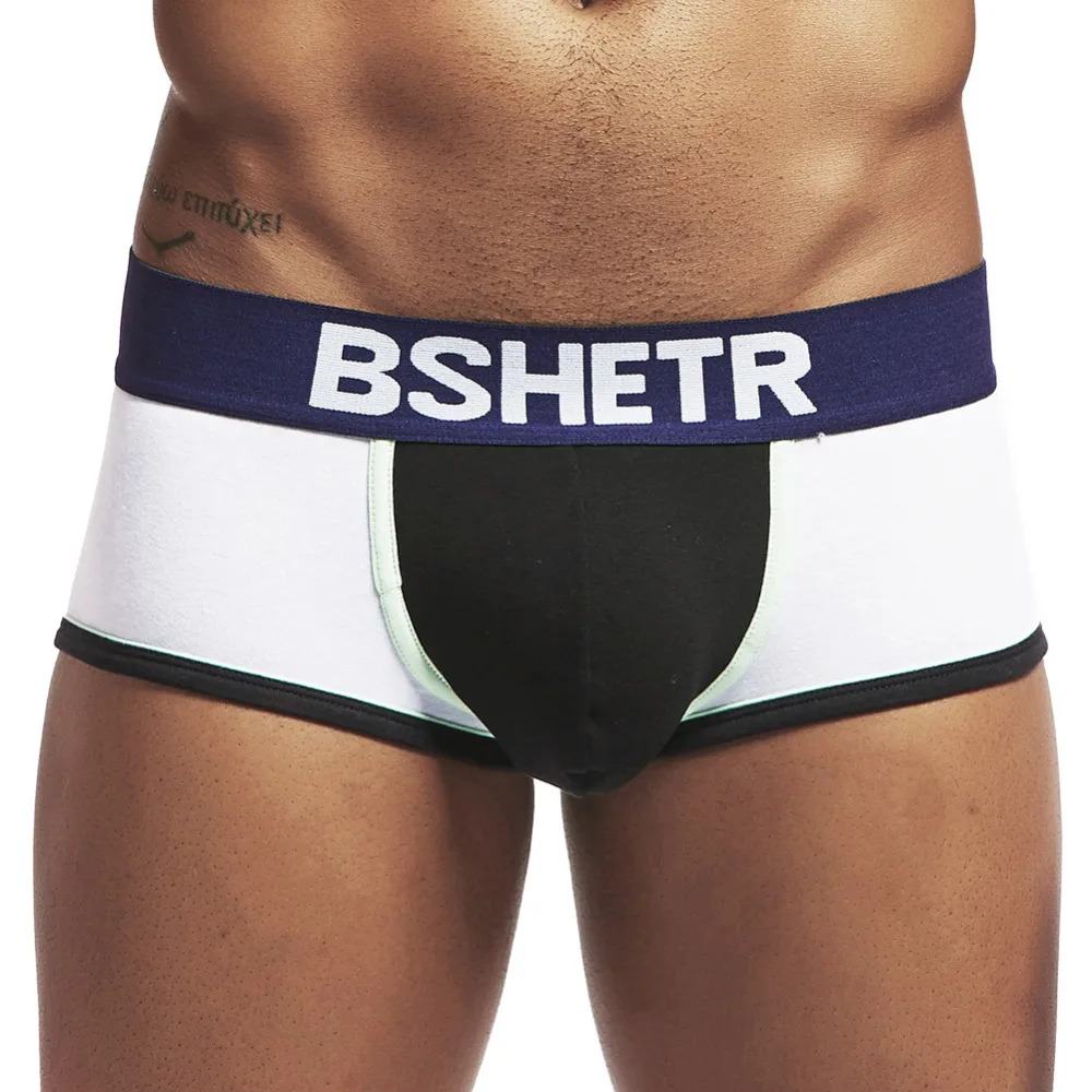 

BSHETR Brand Boxer Shorts Underwear Men Sexy U Pouch Convex Solid Underpants Soft Cotton Pants Gay Homewear Male Boxers Panties
