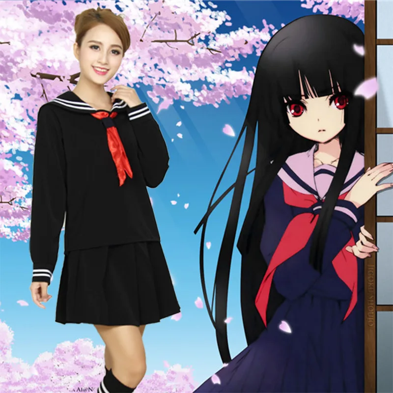 Anime Hell Girl Lady Lolita Cosplay Japanese Navy Sailor School