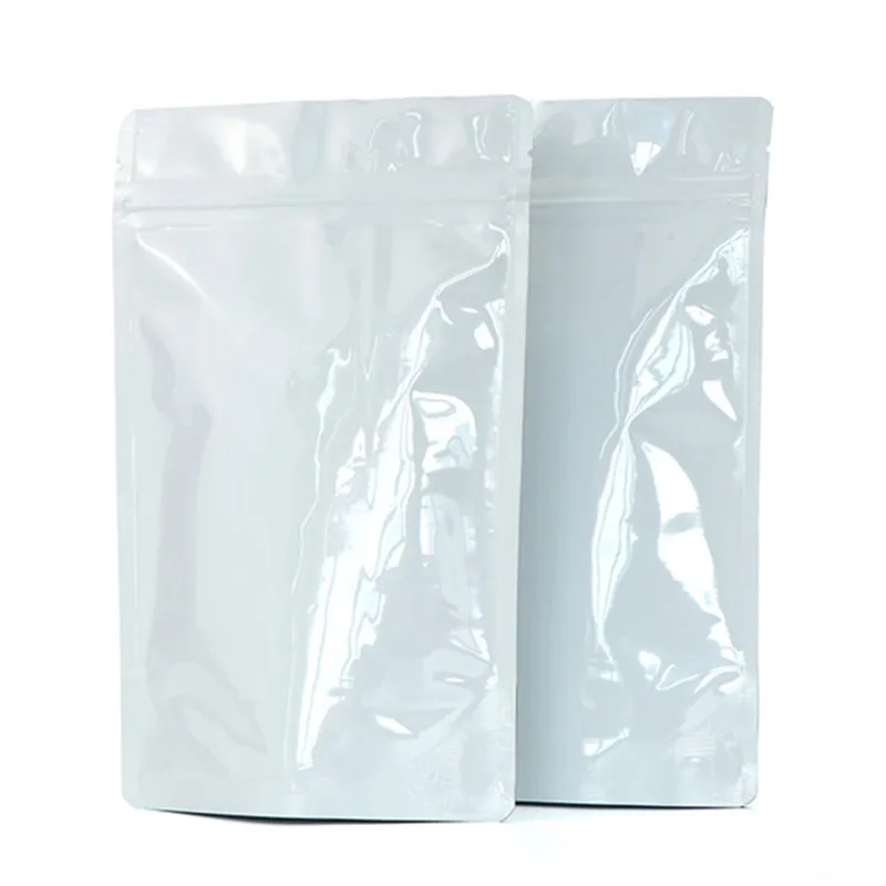 

Оптовая продажа Глянцевая белая алюминиевая фольга Ziplock мешок закуска печенья чая кофе упаковка мешок Doypack белая Фольга на молнии мешок
