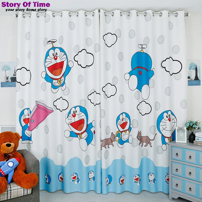 Modern floral print curtains CARTOON doraemon curtains bedroom finished