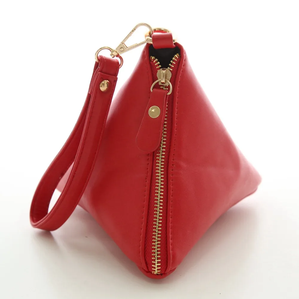 Triangle Shape Day Clutch Women Evening Bag PU Leather Wristlet Purses Tassel Small Handbags Herald Fashion New Arrivals (4)