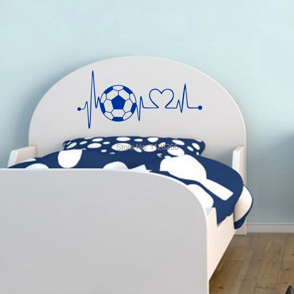 Творческий футбол сердцебиение настенные наклейки для мальчиков Спальня дверь домашний декор