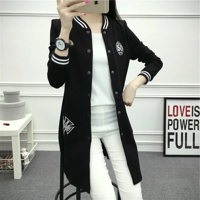 

2019 spring and autumn new women's long section was thin baseball uniform women's jacket jacket wild student casual slim jacket