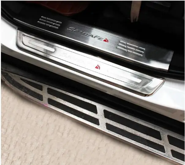 

Car Accessories Stainless steel Door Sill Scuff Plate Pedal 4pcs For Hyundai NEW SantaFe Santa Fe IX45 2013 2014 2015 2016 2017