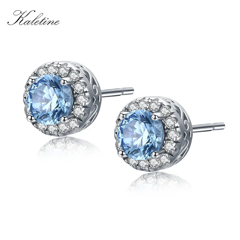 Carraton KLTE001 натуральная 925 серебро, гранат Голубой цирконий 4.5 мм CZ Кристалл Для женщин СЕРЬГУ