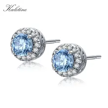 Carraton KLTE001 натуральная 925 серебро, гранат Голубой цирконий 4.5 мм CZ Кристалл Для женщин СЕРЬГУ