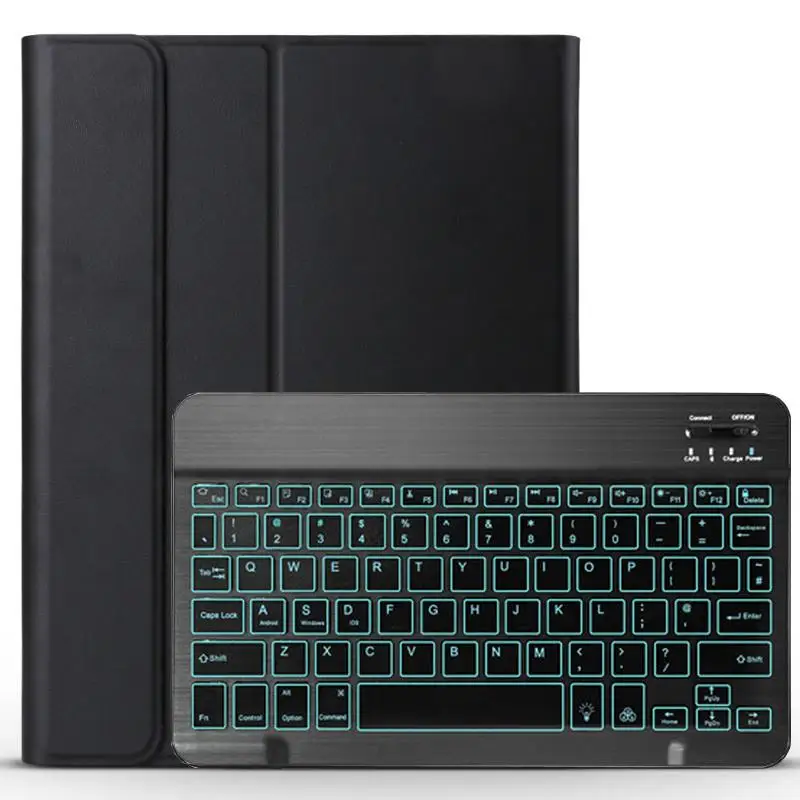 Тонкий беспроводной Съемный Bluetooth клавиатура чехол для Apple iPad Air 1 2 Pro 9,7 5 6 iPad 9,7 A1822 A1893 - Цвет: Black with Black