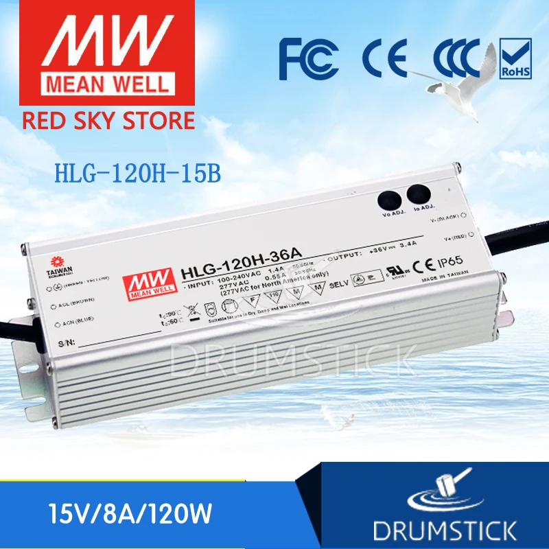 

MEAN WELL HLG-120H-15B 15V 8A meanwell HLG-120H 15V 120W Single Output LED Driver Power Supply B type [Real6]