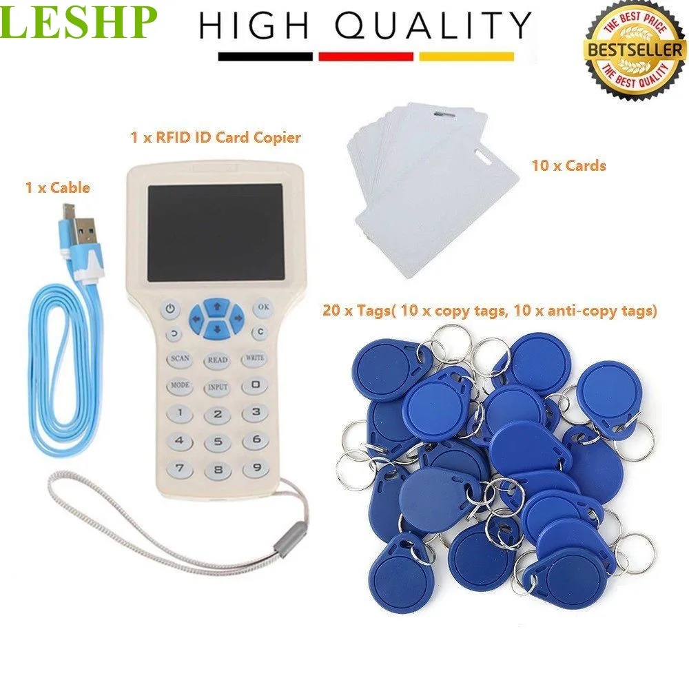 

LESHP RFID ID Card Copier ID/IC Card Reader/Writer+10 Cards+20 Tags Comes direct decoding