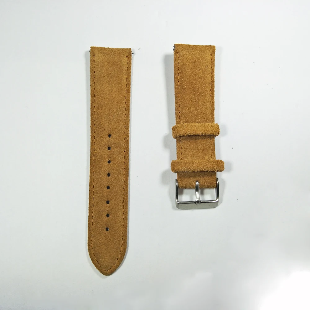 

22mm Demark Design Qucik Release Watch Strap. Vintage Suede Watch Straps Wool Velvet Band Top Grain Leather Watch Belt