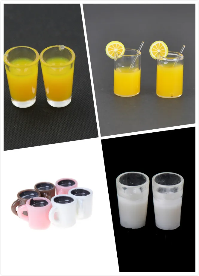 

2pcs/4Pcs Dollhouse Mini Resin Mini Lemon Water Cup/Orange Juice/Coffee/Tea Drink Cup Miniature Dollhouse Accessories Cups Toy