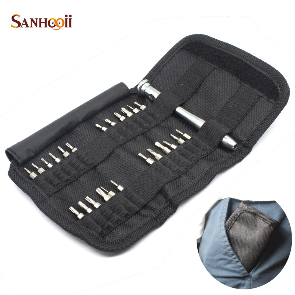 

SANHOOII Precision Screwdriver Set 25 in 1 Torx Canvas Wallet Bag Style for iPhone Cellphone Electronic Repairing Tools