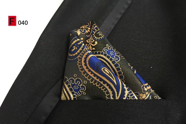 Tie Top Designer 8cm Men Formal Necktie SET with Handkerchief Luxury Royal Blue Golden Paisley Grav