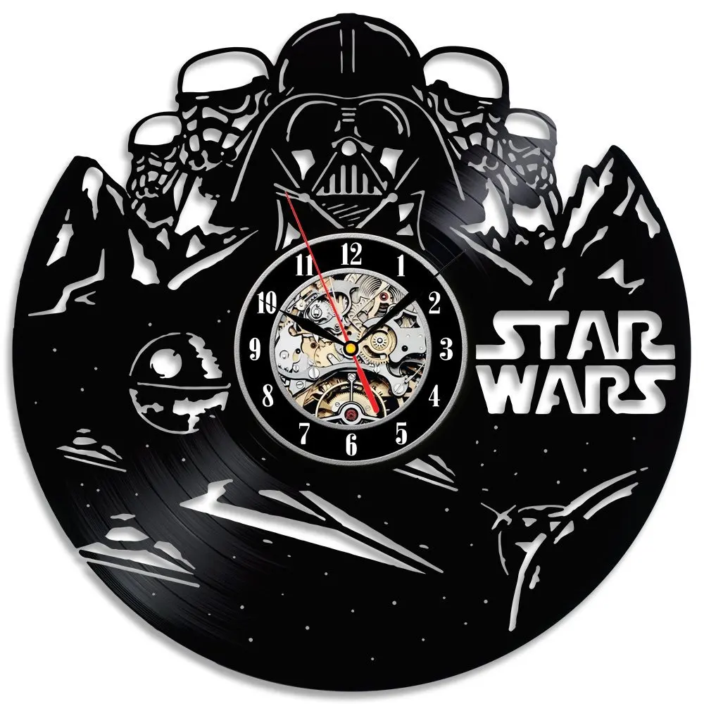 Handmade Star Wars Black Vinyl Wall Clock Birthday Giftin Wall Clocks