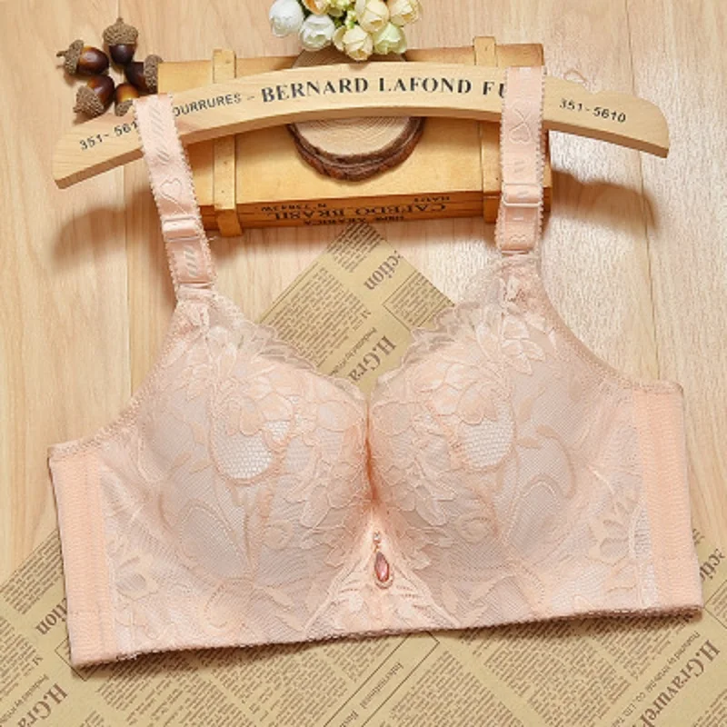 

Sanderala Sexy Women Lace Bra Push Up Bra D E Cup Plus Size Underwear Underwire Brassiere Gather Bralette Lingerie