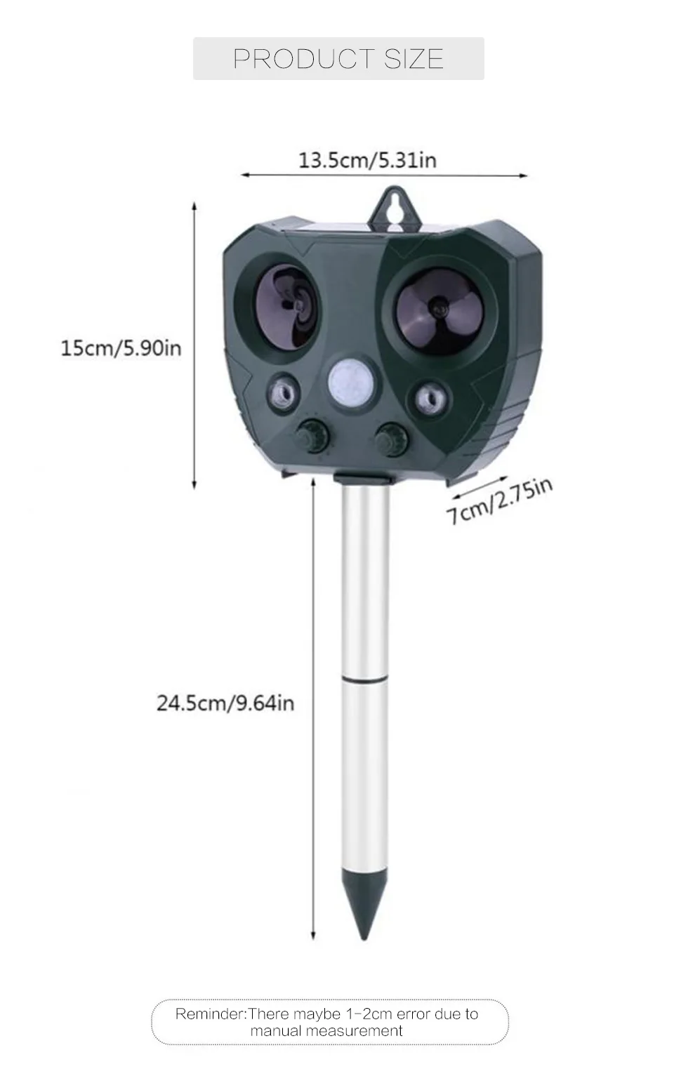 Ultrasonic Pest And Rodent Repeller MiceRat Mouse Solar Bird Repeller Scarer PIR Sensor CatDogFoxSnake etc. Animal Keep Away (2)