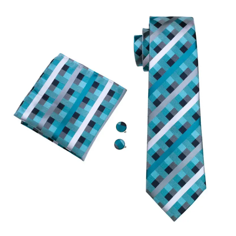 LS-553 Для мужчин Галстук шелковый Плед Жаккард Gravata галстук + платок + Запонки Наборы для формальной свадьбы Бизнес Вечерние бесплатная