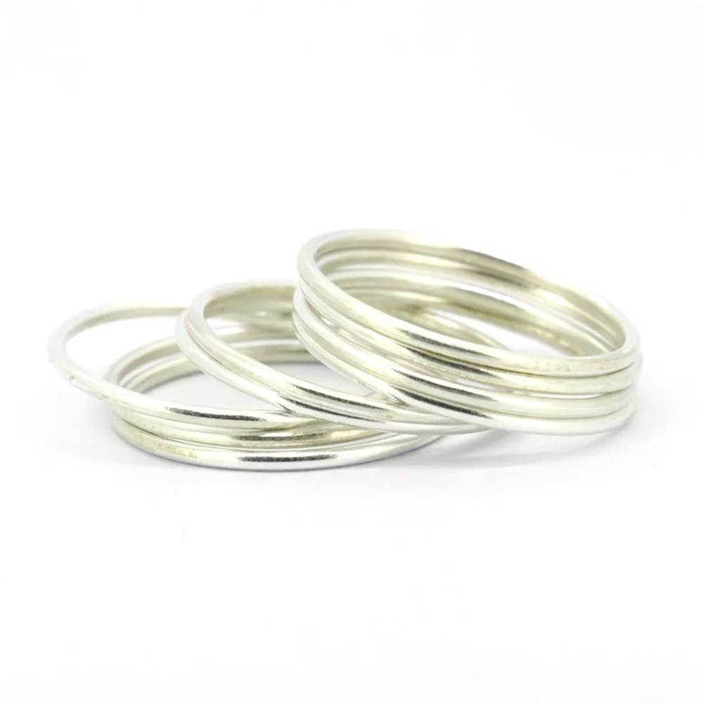 

Solid 925 Sterling Silver 9pcs 1mm Plain Bands Stacking Rings