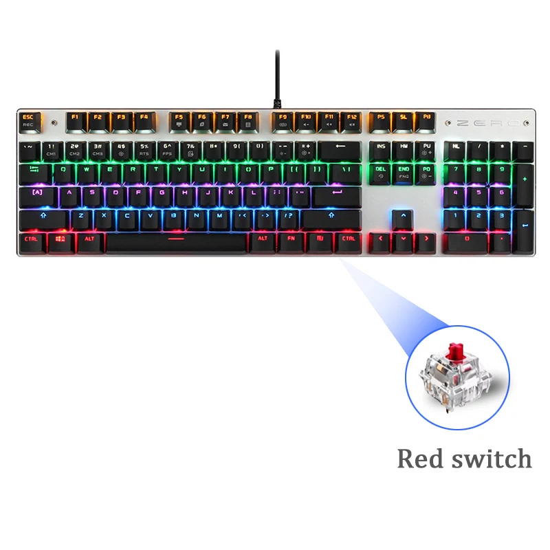 Metoo Edition, механическая клавиатура, 87 клавиш, синий переключатель, игровые клавиатуры, мыши для планшета, Настольная русская клавиатура, мышь, комбо - Цвет: 104 Key Version