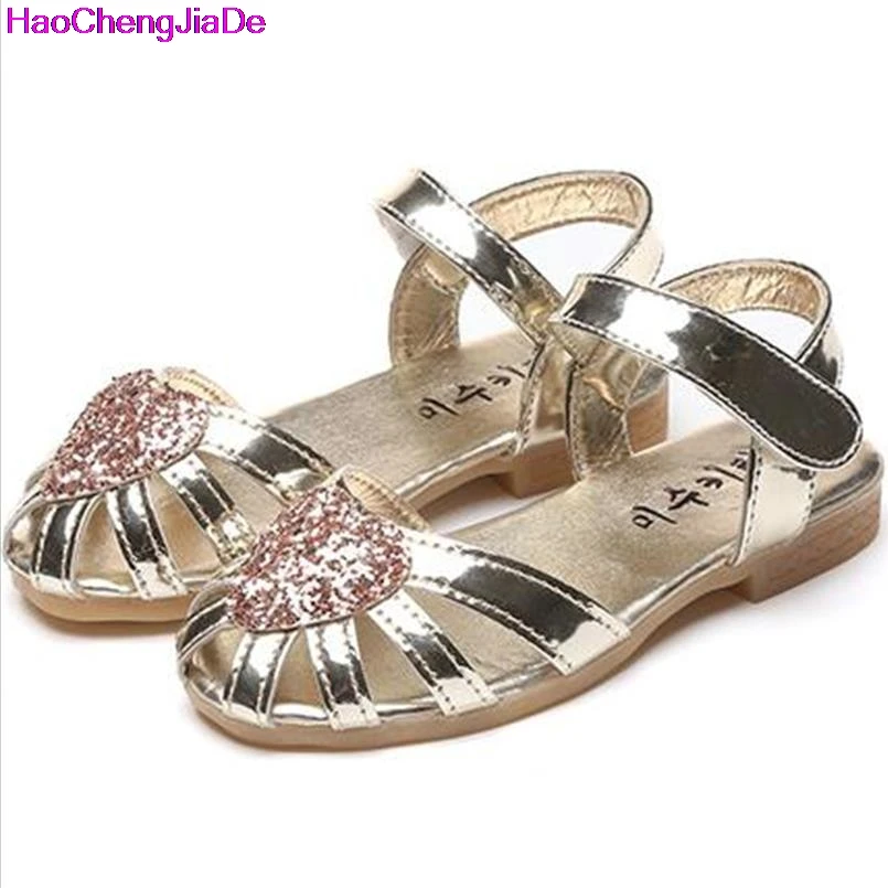 

HaoChengJiaDe Summer Sandals For Girls Kids Party Sequins Shoes Girls Princess Single Flat Shoes Kids Beach Sandals 057D