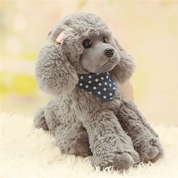 Cute Dog plush toys Poodle Bichon Frise puppy stuffed warm animal toys - Grey 2