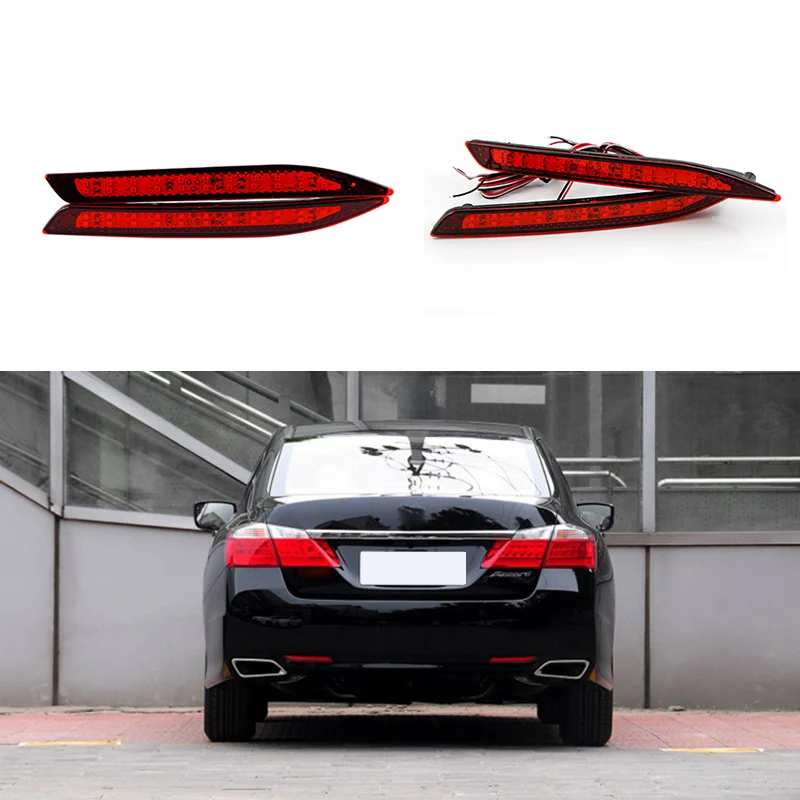 Car-styling For Honda Accord 2013 2014 2015 2016 Red Lens LED Rear Bumper Reflector Brake Light Lamp Fog light