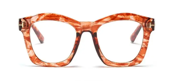 CCSPACE, женские очки, оправа для женщин, квадратные Т-образные заклепки, фирменный дизайн, оптические очки, модные очки 45089 - Цвет оправы: C1 flower clear