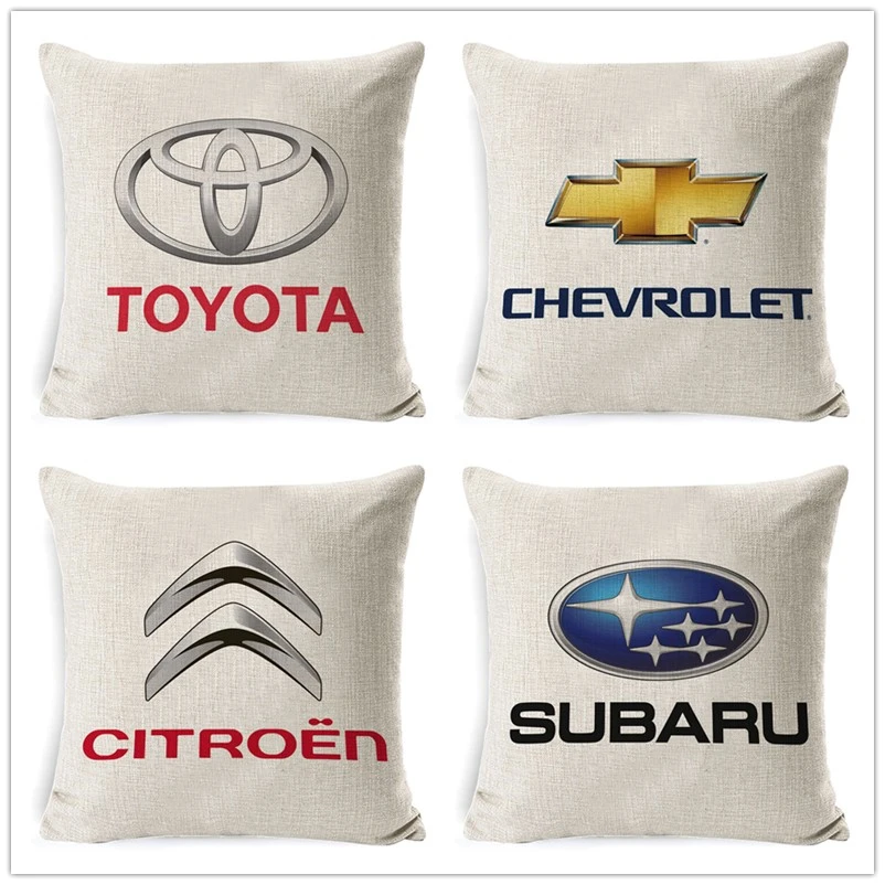 

Fokusent Car Sign Logos Pattern Cushion Cover 45x45cm 18 inch Decors Back Lumbar Pillow Case Creative Car Brand Cushion Cover