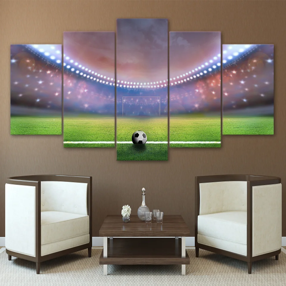 HD Printed 5 Piece Canvas Art Soccer Sports Large Canvas Wall Art Painting Wall Pictures for