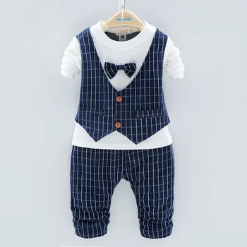 

Baby Clothing Sets Kids Clothes Autumn Baby Sets Kids Long Sleeve Sports Suits Bow Tie T-shirts + Pants Boys Clothes Suit Tie