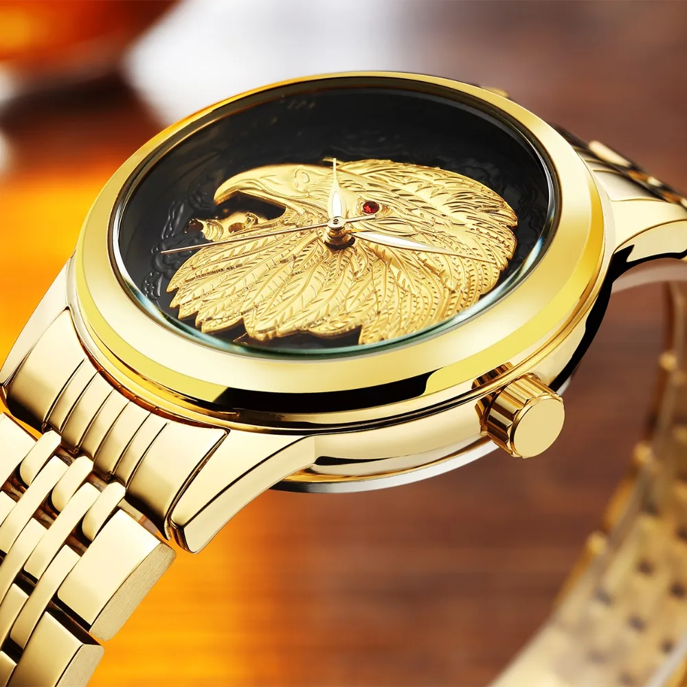 

Carve 3D Design Dials Men's Watches Skeleton Luxury Brand Gold Mechanical Automatic Watch Men Business Wrist Watch