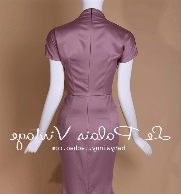 Женское винтажное платье труба серое кружевное с V образным вырезом|hepburn dress|fashion
