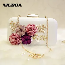 Luxury Crystal Clutch Evening Bag White Black Flower Party Purse Women Wedding Bridal Phone Handbag Pouch Pearl Soiree Pochette