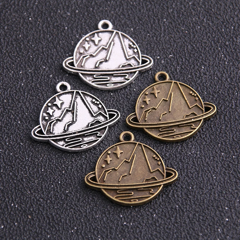 

6PCS New Product mountain Two Color Outer Space Charms Planet Rocket Pendant Jewelry Metal Alloy Jewelry Marking