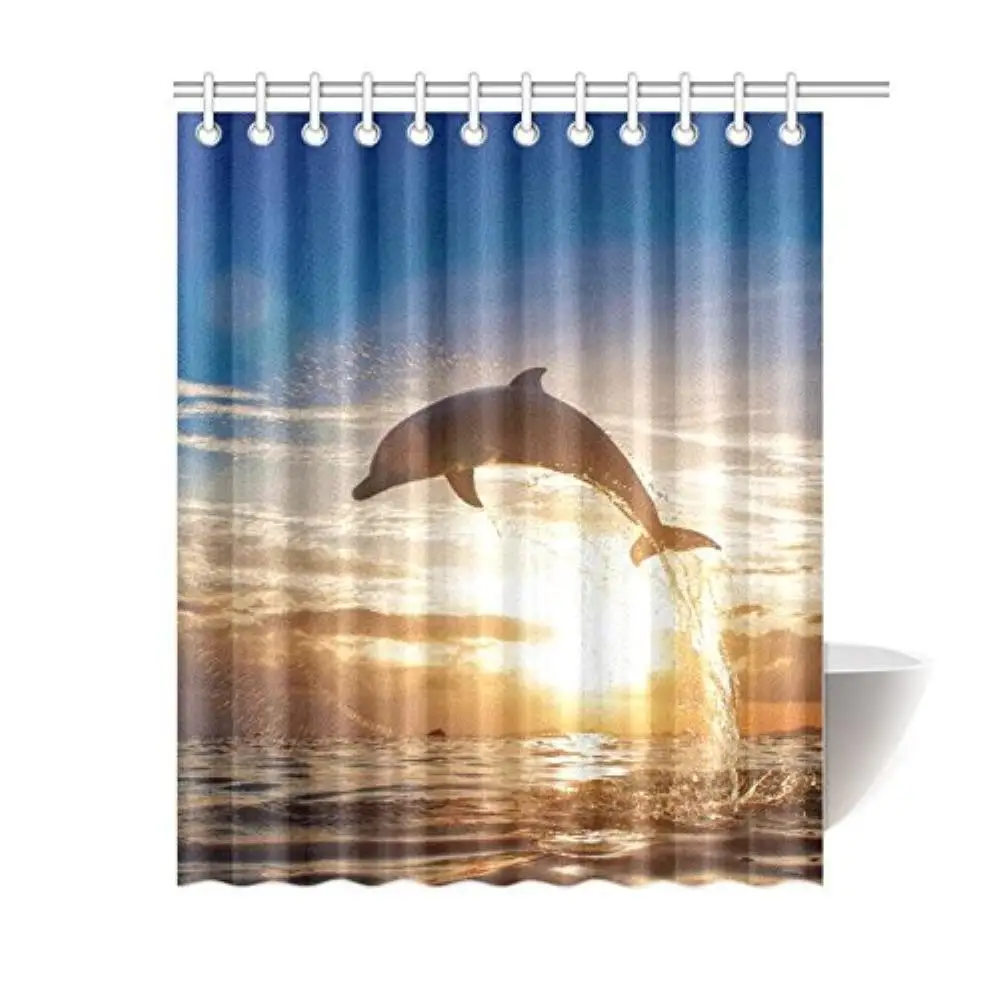 Dolphin in the Sunset Custom Bathroom Curtain Shower Curtains Woman