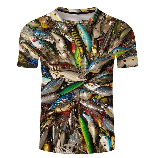 ALMOSUN Fishing Is Calling You Crewneck 3D All Over Print T Shirts Hipster  Summer Streetwear Tee