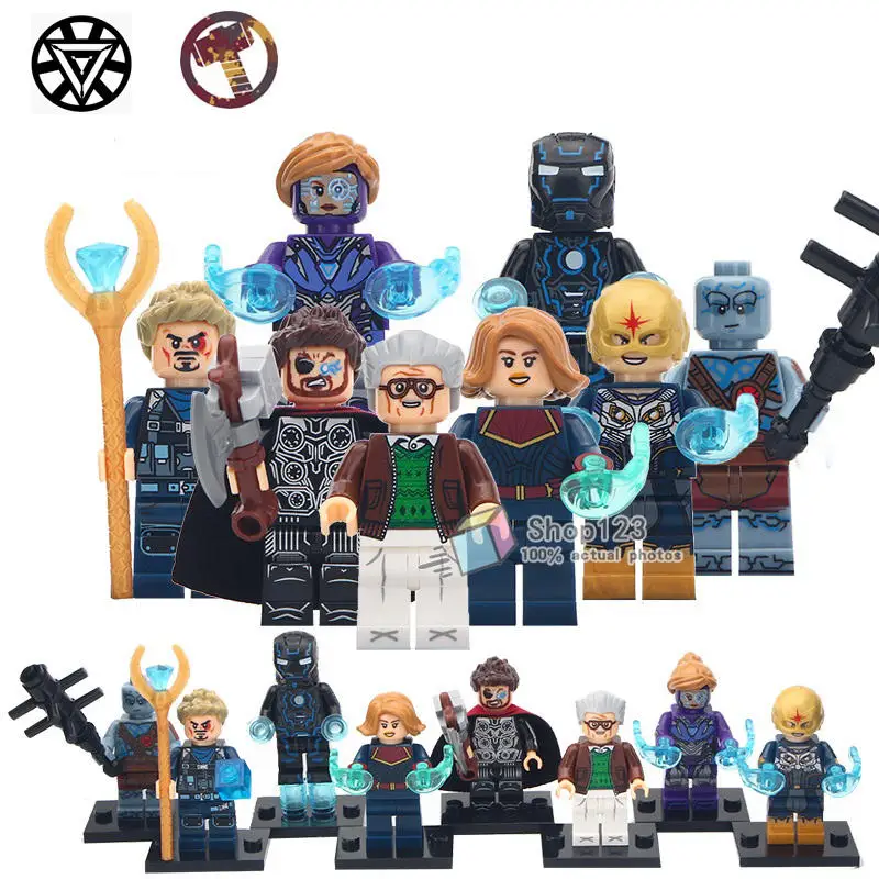 

Single Avengers 4 Endgame Infinity War Thanos Captain Marvel Iron Man Stan Lee Thor Korg Nova Building Blocks Kid Toys