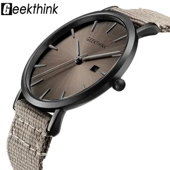

Geekthink Luxury Top Brand Men Quartz Watch Fabric Slim Ultra Thin Simple Analog Wristwatches Clock Male Relogios Masculino #a