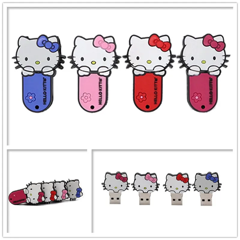 

Wholesale cartoon cats pen drive 4GB 8GB 16GB 32GB 64G cute hello kitty gift pendrive memory stick real capacity usb flash drive