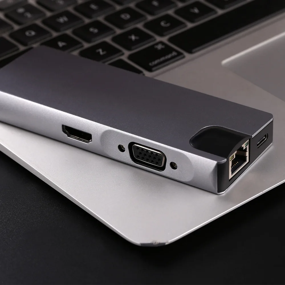 N20D type-c к HDMI+ VGA+ RJ45+ PD USB3.0* 2+ SD+ TF 8 в 1 многофункциональные преобразователи для подключения apple гигабитная сетевая карта конвертер