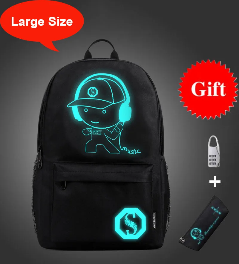 Антикражные сумки, ночник, детский школьный рюкзак, чехол-карандаш, аниме светящиеся школьные сумки для мальчиков и девочек, школьная сумка - Цвет: style 16 large size